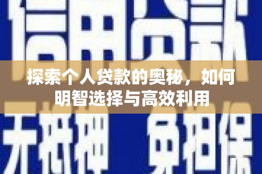 永嘉探索个人贷款的奥秘，如何明智选择与高效利用