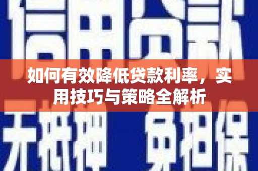 永嘉如何有效降低贷款利率，实用技巧与策略全解析